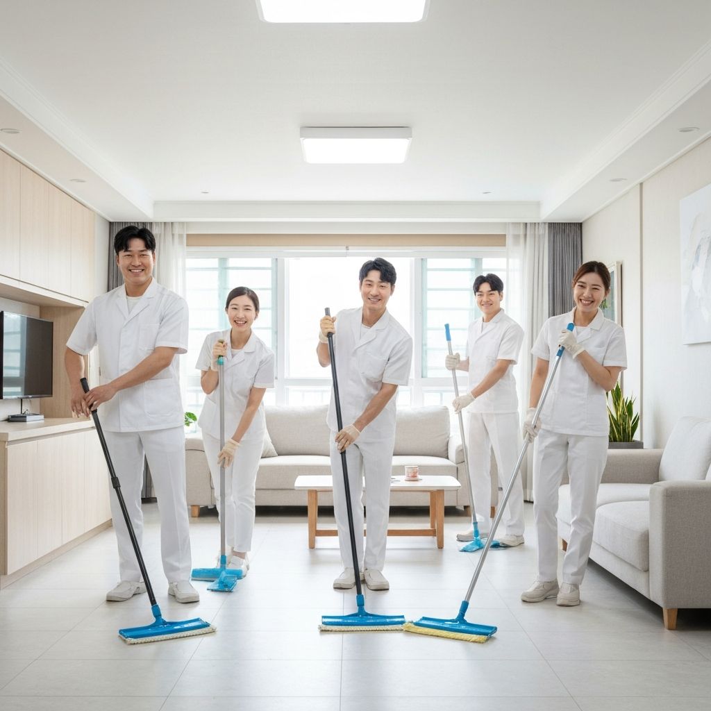 냥냥이클린 전문 청소팀이 깨끗하게 청소 중인 모습
